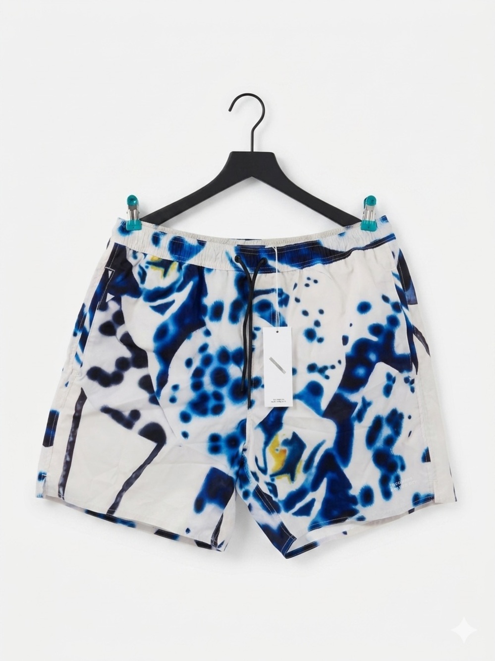 Saturdays NYC Timothy Dossy Swim Shorts Mens XL NWT Blue White Tie Dye Ivory